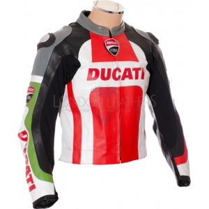 Ducati Corse Tri Colour Leather Motorcycle Jacket